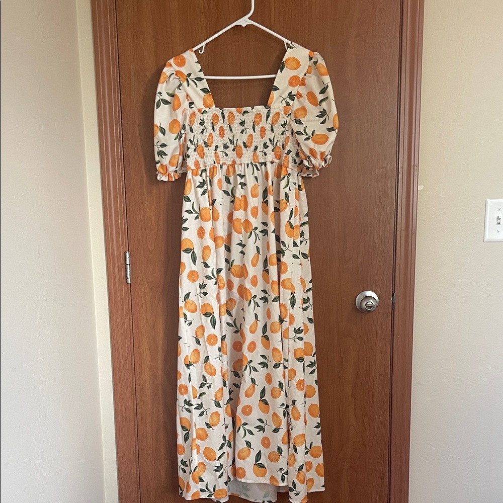Orange Print Maxi Dress